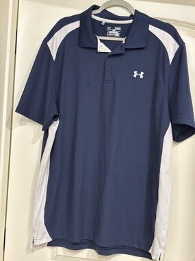 Under Armour Navy and White Athletic Polo
